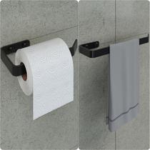 Kit Porta Papel Higiênico e Toalha de Rosto Preto Fosco Plus Kit Porta Papel Higiênico e Toalha de Rosto Preto Fosco Plus