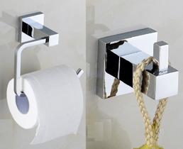 Kit Porta Papel Higiênico Em Metal + Cabide Simples Cromado Linha Cromax Kit Porta Papel Higiênico Em Metal + Cabide Simples Cromado Linha Cromax