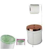 Kit Porta Papel Higiênico Lixeira 5L Branco Rose Gold Future