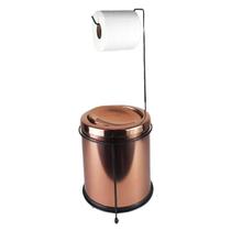 Kit Porta Papel Higiênico Lixeira 6,3L Basculante Rose Gold