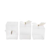 Kit Porta Pincel, Porta Cotonete e Porta Algodão Borboleta Branca