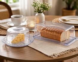 Kit porta Queijo e Porta Pão de Acrílico Linha Premium Keita Kit porta Queijo e Porta Pão de Acrílico Linha Premium Keita
