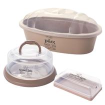 Kit porta queijo, pães e manteiga 3 peças Plasutil
