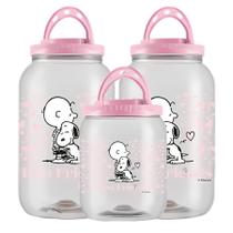 Kit Porta Ração 3 Potes com Alça 3,6LT 1,7LT Multiuso Container