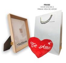 Kit Porta Retrato Mdf Almofada Coração Sacola Dia dos Pais
