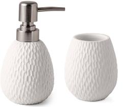 Kit porta-sabonete e copo em cimento mart branco