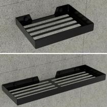 Kit Porta Sabonete e Shampoo Parede Para Banheiro Preto Plus Kit Porta Sabonete e Shampoo Parede Para Banheiro Preto Plus