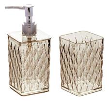 Kit Porta Sabonete Líquido Dispenser Porta Escova Banheiro Lavabo Kit Porta Sabonete Líquido Dispenser Porta Escova Banheiro Lavabo