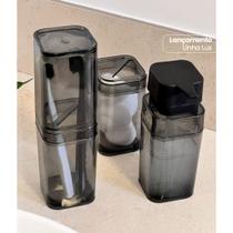Kit Porta Sabonete Liquido Escova Algodão Linha Lux 3 Peças Kit Porta Sabonete Liquido Escova Algodão Linha Lux 3 Peças