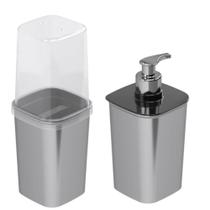 Kit Porta Sabonete Líquido + Porta Escova de Dente Metalizado Kit Porta Sabonete Líquido + Porta Escova de Dente Metalizado