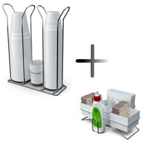 Kit Porta Sachê Mesa Açúcar + Porta Copos Chá Café 80/200ml