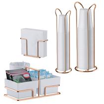 Kit Porta Sachês Mexedores Guardanapos Suporte Copos Descartáveis 50/80/200ml Rose Gold- Future