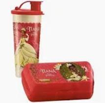 Kit Porta Sanduiche Retangular Princesa com Copo Tiana Tupperware Kit Porta Sanduiche Retangular Princesa com Copo Tiana Tupperware