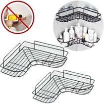 Kit Porta Shampoo Prateleira Aramado De Canto Em L Com Suporte Para Banheiro 2 Peças