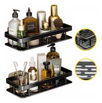 Kit Porta Shampoo Sabonete Suporte De Canto Parede Banheiro Compacto De Metal