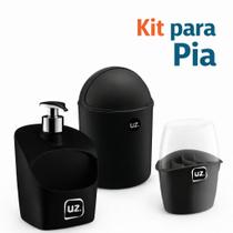 Kit Porta Talher Com Tampa + Porta Detergente Suporte Esponja + Lixeira 4L Tampa Capacete UZ Cozinha Kit Porta Talher Com Tampa + Porta Detergente Suporte Esponja + Lixeira 4L Tampa Capacete UZ Cozinha