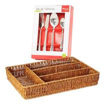 Kit Porta Talher Ritanas + 24 Talheres Colher Garfo Faca Kit Porta Talher Ritanas + 24 Talheres Colher Garfo Faca