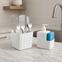 Kit Porta Talheres Dasplast 4 Divisões + Porta Detergente
