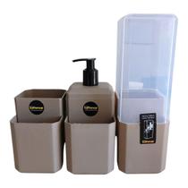 Kit porta talheres + organizador + dispenser de pia
