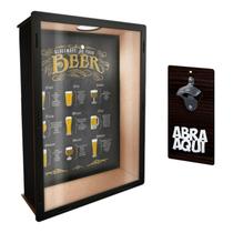 Kit Porta Tampinhas + Abridor Cerveja Parede Decoração Mdf