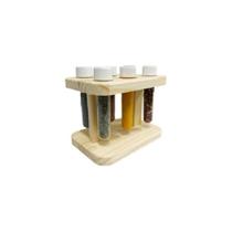 Kit Porta-Temperos 6 Tubetes Pinus MDF