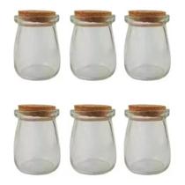Kit porta temperos com 6 Potes Vidro e Tampa Rolha Cortiça 100ml