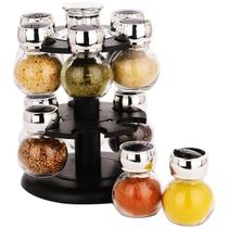 Kit Porta Temperos Condimentos 12 Potes Suporte Giratório Kit Porta Temperos Condimentos 12 Potes Suporte Giratório