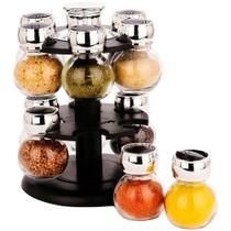 Kit Porta Temperos Condimentos 12 Potes Suporte Giratório Kit Porta Temperos Condimentos 12 Potes Suporte Giratório