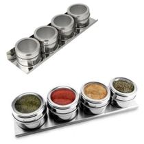 Kit Porta temperos condimentos inox com 4 potes magnéticos de 60ml