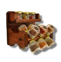 Kit Porta Temperos de Parede Giratório Mini 15 Potes Vidro