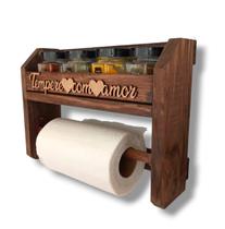 Kit Porta Temperos e Papel Toalha Armarinho Casa Decoração Cozinha