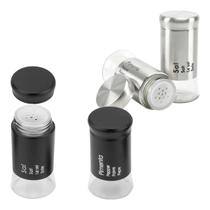 Kit Porta Temperos Saleiro E Pimenteiro Em Inox Vidro 4 Pcs Kit Porta Temperos Saleiro E Pimenteiro Em Inox Vidro 4 Pcs