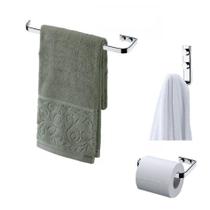Kit Porta Toalha 30cm + Suporte Papel Higiênico + Gancho - Cromado Future Kit Porta Toalha 30cm + Suporte Papel Higiênico + Gancho - Cromado Future