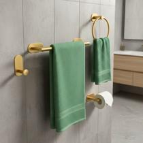 Kit Porta Toalha Banheiro Acessórios Sem Furo Dourado Lavabo Adesivo 4 Peças Suporte Toalha Aço 304 Kit Porta Toalha Banheiro Acessórios Sem Furo Dourado Lavabo Adesivo 4 Peças Suporte Toalha Aço 304