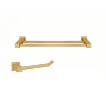 Kit Porta Toalha de Banho Dupla com 62cm e Porta Toalha de Rosto Ducon Metais Kit Porta Toalha de Banho Dupla com 62cm e Porta Toalha de Rosto Ducon Metais