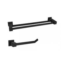 Kit Porta Toalha de Banho Dupla com 62cm e Porta Toalha de Rosto Ducon Metais Kit Porta Toalha de Banho Dupla com 62cm e Porta Toalha de Rosto Ducon Metais