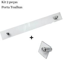 Kit Porta Toalhas Banho Rosto 2 peças em Vidro 8mm Incolor