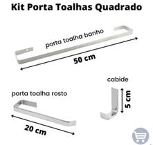 Kit Porta Toalhas Quadrado- Alumínio Polido- (Direto da Fàbrica)