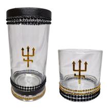 Kit Porta Vela e Copo Exu do Ouro Tridente + Presente Kit Porta Vela e Copo Exu do Ouro Tridente + Presente