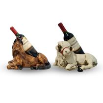 Kit Porta Vinho Boi Nelore E Cavalo Marrom Em Gesso Enfeite Adega Área Gourmet - VÁRIAS VARIEDADES Kit Porta Vinho Boi Nelore E Cavalo Marrom Em Gesso Enfeite Adega Área Gourmet - VÁRIAS VARIEDADES
