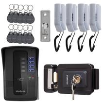 Kit Porteiro Coletivo Collective 4 Fechadura FX 2000, Botoeira e 10 Tags RFID