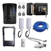 Kit Porteiro Coletivo Collective 4 Fechadura, Mola Hidráulica e 2 Interfones