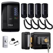 Kit Porteiro Coletivo Collective 4i Completo 4 Interfones, Fechadura e Botoeira