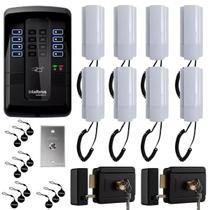 Kit Porteiro Coletivo Collective 8, 8 Interfones, 2 Fechaduras e Botoeira