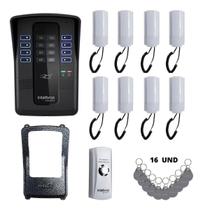 Kit Porteiro Coletivo Collective 8, 8 Interfones, Botoeira e Tags RFID Kit Porteiro Coletivo Collective 8, 8 Interfones, Botoeira e Tags RFID