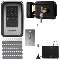 Kit Porteiro Eletrônico Coletivo XPE 1013 PLUS ID Sem Fio com Fechadura Elétrica e Interfone GSM