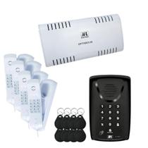 Kit Porteiro Eletrônico Optymus 66, Teclado Numérico com 04 interfones e 08 Tags de Proximidade