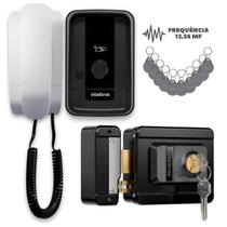 Kit Porteiro Residencial Intelbras IPR 1010 ID com Fechadura Elétrica e 10 Chaveiros RFID