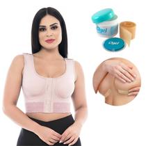 Kit Pós Cirúrgico Sutiã Mamoplastia Alça Larga Fita Cicatrizante Autocolante Gel 30x3cm