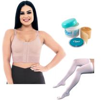 Kit Pós Operatório Sutiã Compressivo Meia Antitrombo 3/4 Fita Cicatrizante 30x3cm